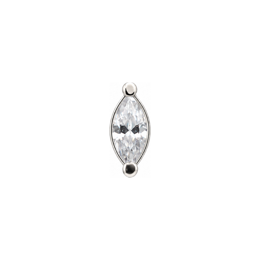Single Marquise CZ Threadless End (T15) 14k AuAdore — White Gold