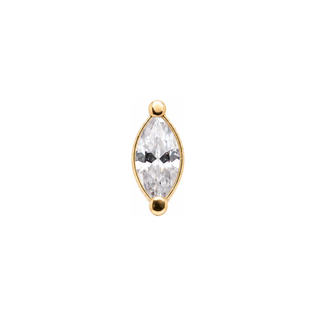 Single Marquise CZ Threadless End (T15) 14k AuAdore — Yellow Gold