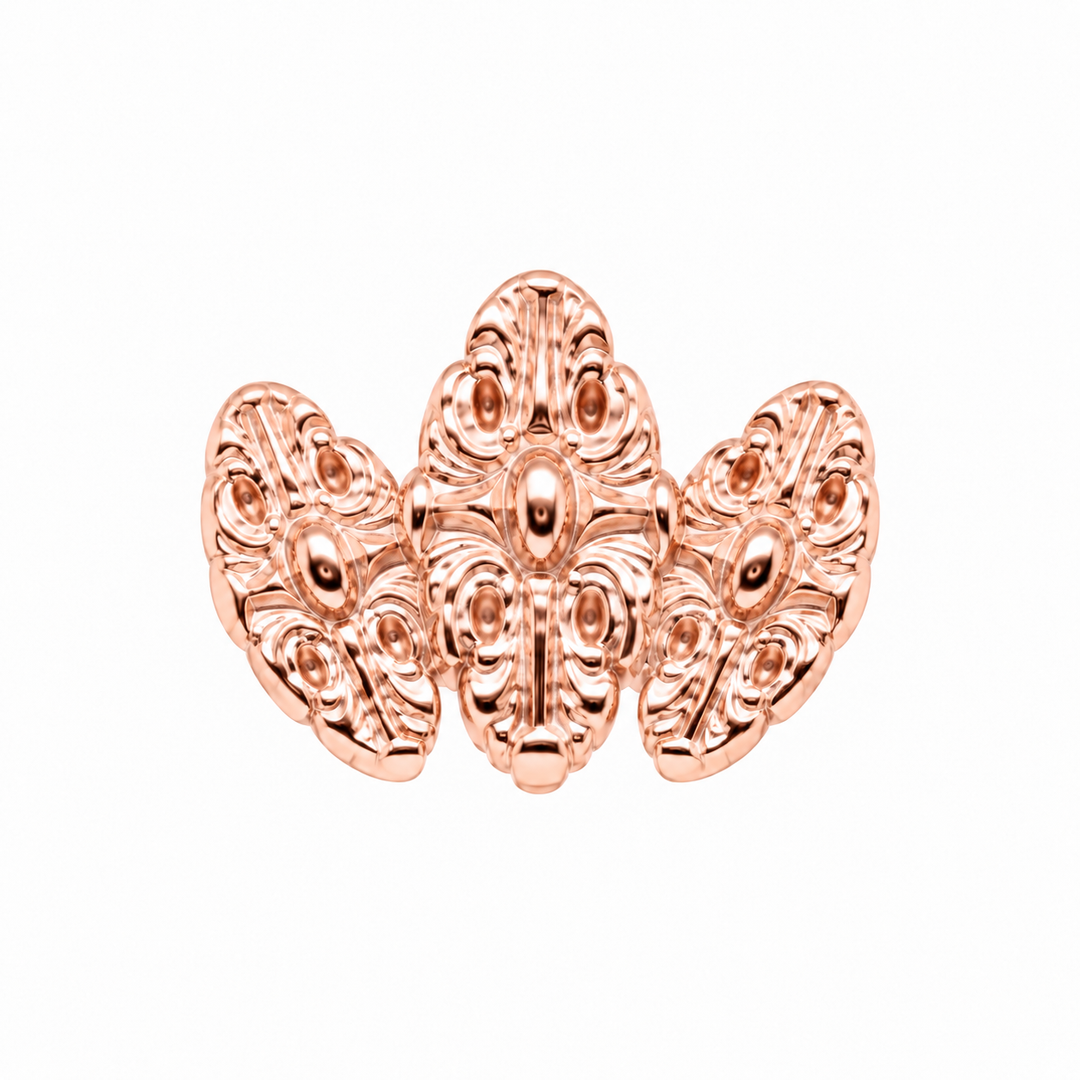 AuAdore Small Honesty Fan Threadless End in polished 14k rose gold on a white background.