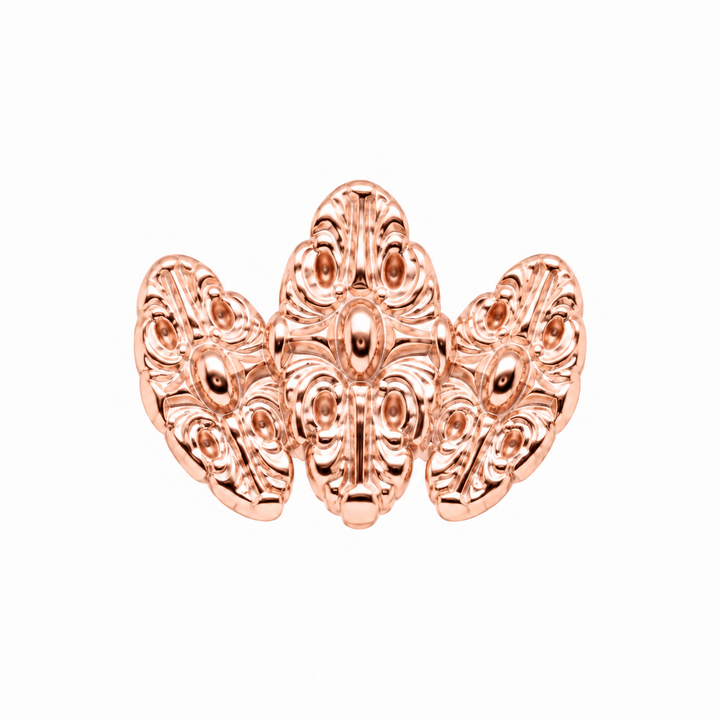 AuAdore Small Honesty Fan Threadless End in polished 14k rose gold on a white background.