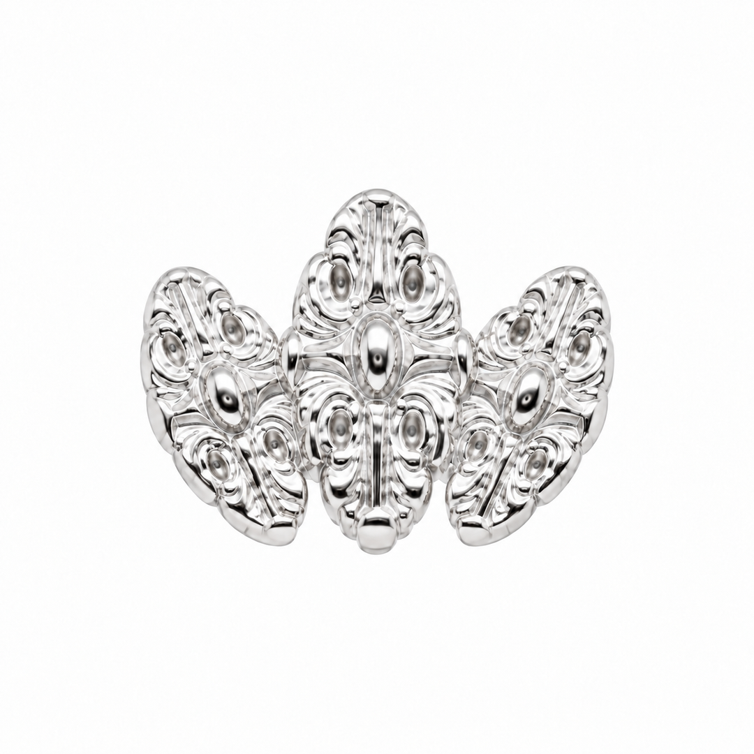 AuAdore Small Honesty Fan Threadless End in polished 14k white gold on a white background.