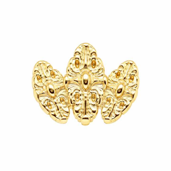 AuAdore Small Honesty Fan Threadless End in polished 14k yellow gold on a white background.