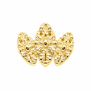 AuAdore Small Honesty Fan Threadless End in polished 14k yellow gold on a white background.