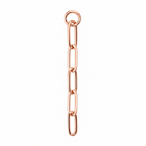 AuAdore Surrender Drop Gold Chain Charm in polished 14k rose gold on a white background.