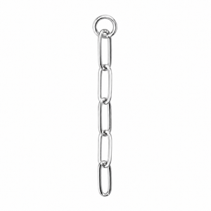 AuAdore Surrender Drop Gold Chain Charm in polished 14k white gold on a white background.