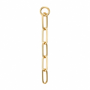 AuAdore Surrender Drop Gold Chain Charm in polished 14k yellow gold on a white background.