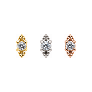 Temptation CZ Threadless End 14k AuAdore — Yellow, White, and Rose Gold comparison