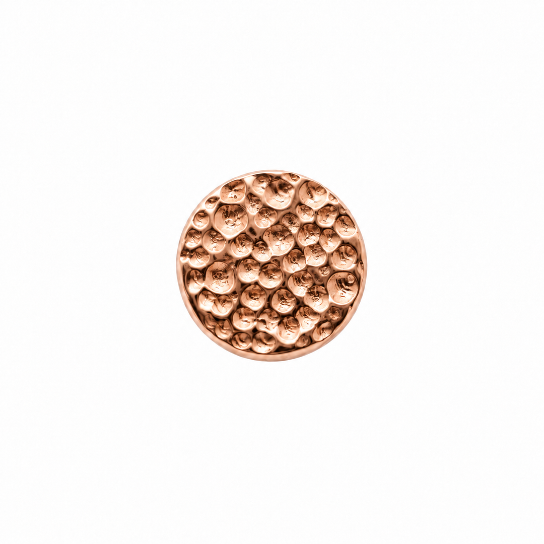 AuAdore Textured Disk Threadless End in polished 14k rose gold on a white background.