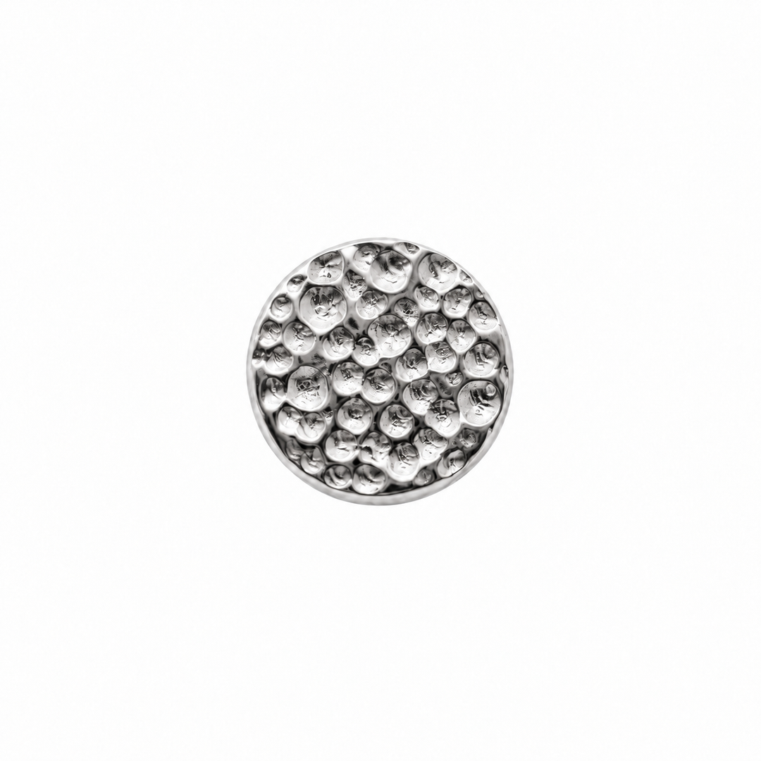 AuAdore Textured Disk Threadless End in polished 14k white gold on a white background.