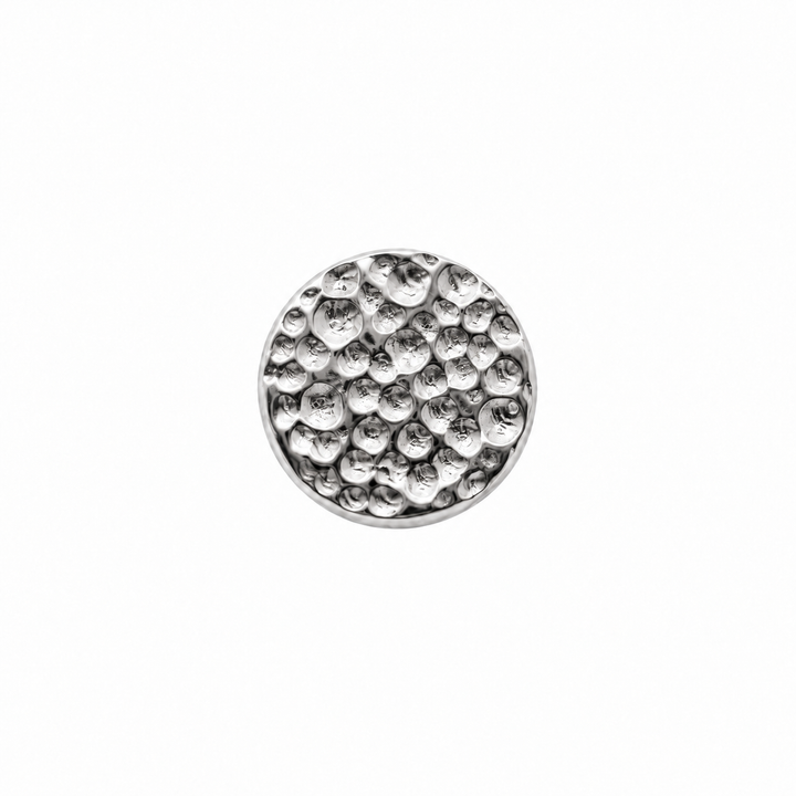 AuAdore Textured Disk Threadless End in polished 14k white gold on a white background.