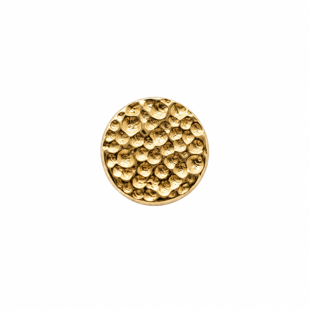 AuAdore Textured Disk Threadless End in polished 14k yellow gold on a white background.