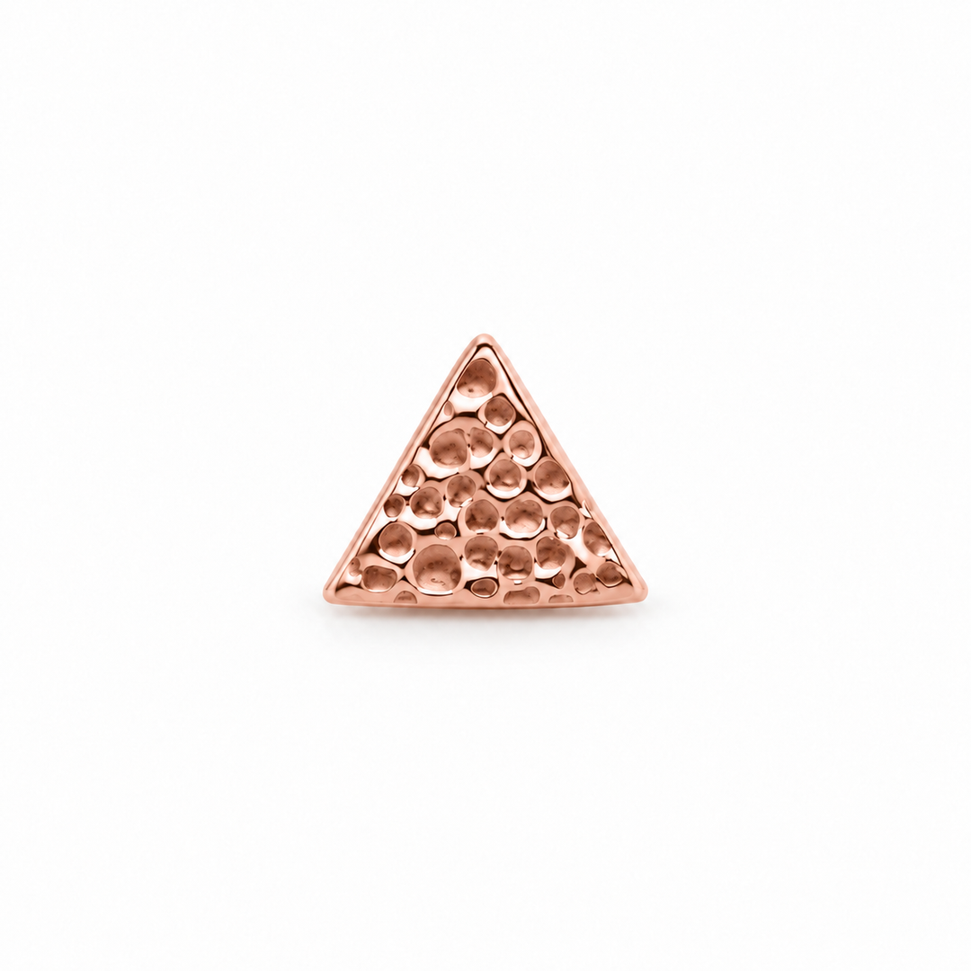 AuAdore Textured Triangle Threadless End in polished 14k rose gold on a white background.