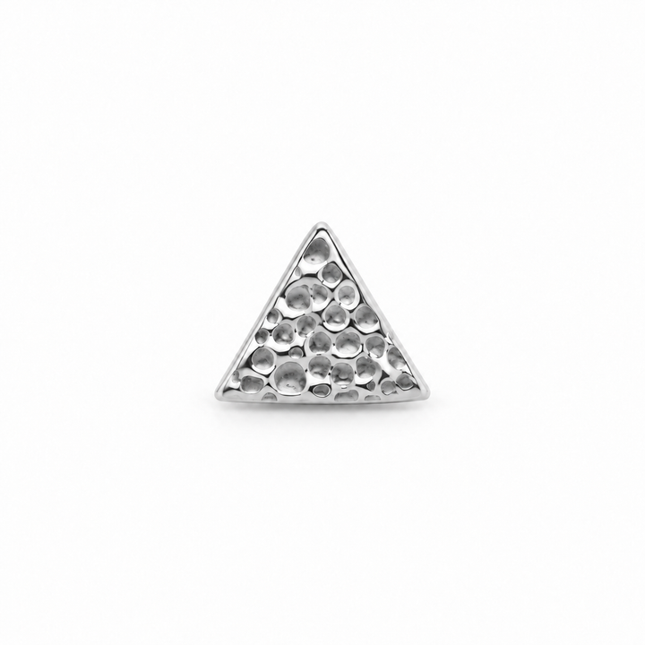 AuAdore Textured Triangle Threadless End in polished 14k white gold on a white background.