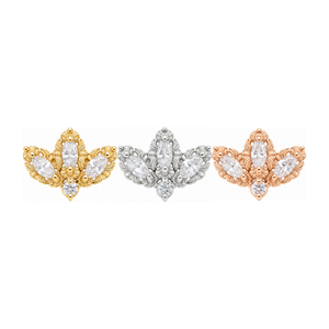 The Vow CZ Threadless End (T15) 14k AuAdore — Yellow, White, and Rose Gold comparison