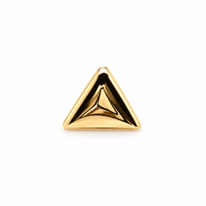 AuAdore Triangle Threadless End in polished 14k yellow gold on a white background.