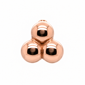 AuAdore Tribead Threadless End in polished 14k rose gold on a white background.