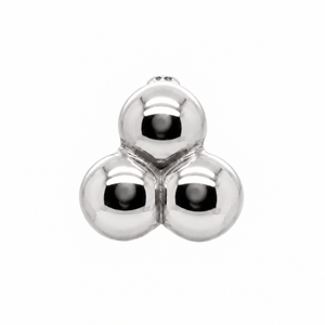 AuAdore Tribead Threadless End in polished 14k white gold on a white background.