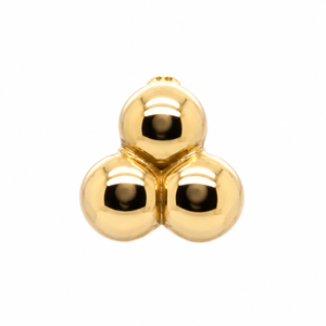 AuAdore Tribead Threadless End in polished 14k yellow gold on a white background.