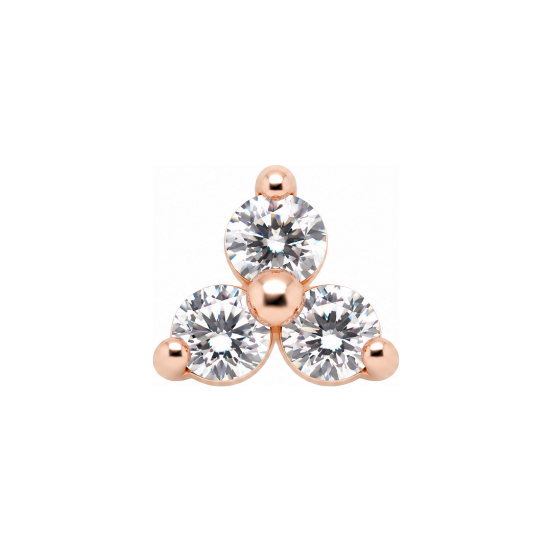 Trinity cz Threadless End 14k AuAdore — Rose Gold