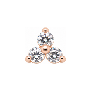 Trinity cz Threadless End 14k AuAdore — Rose Gold