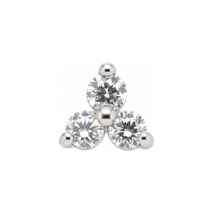 Trinity cz Threadless End 14k AuAdore — White Gold