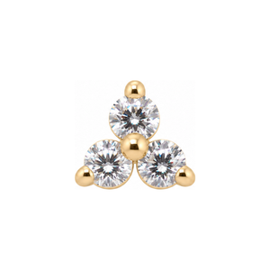 Trinity cz Threadless End 14k AuAdore — Yellow Gold