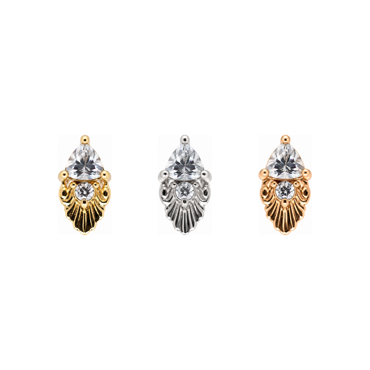 Utopia CZ Threadless End 14k AuAdore — Yellow, White, and Rose Gold comparison