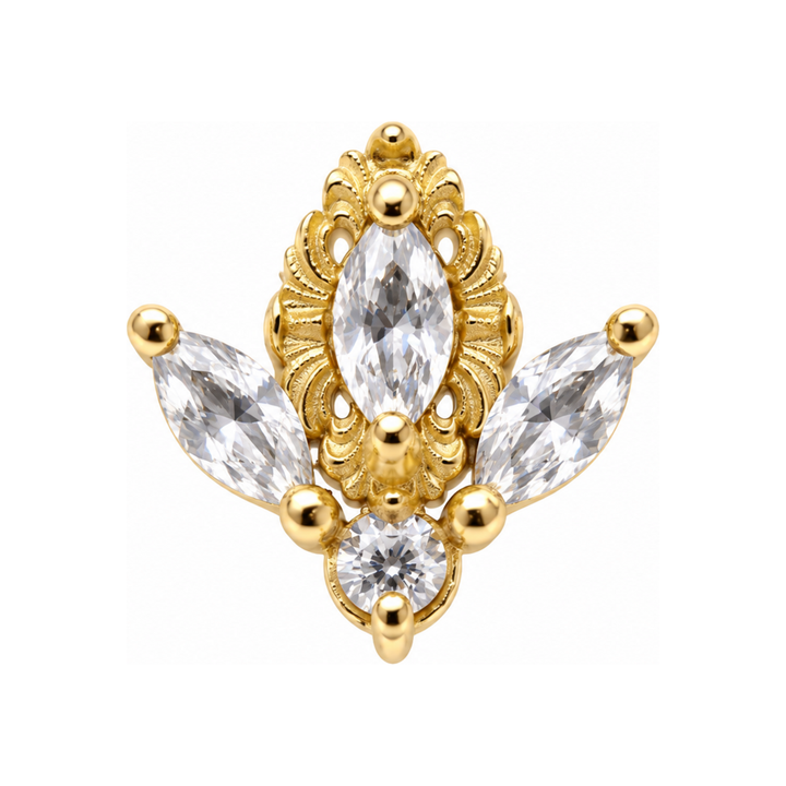 Versailles CZ 16g Threaded End 14k AuAdore — Yellow Gold