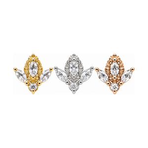 Versailles CZ Threadless End (T15) 14k AuAdore — Yellow, White, and Rose Gold comparison