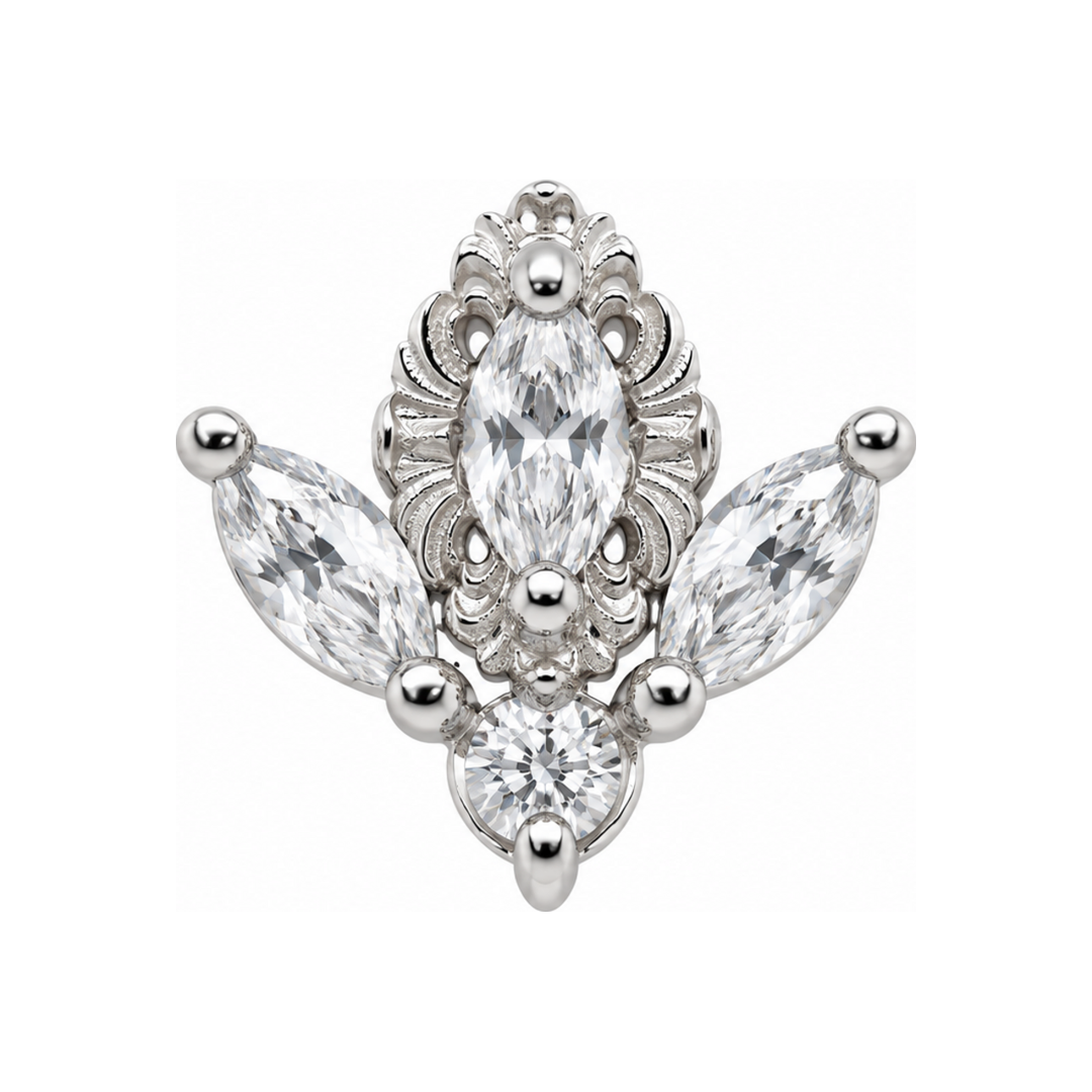 Versailles CZ Threadless End (T15) 14k AuAdore — White Gold
