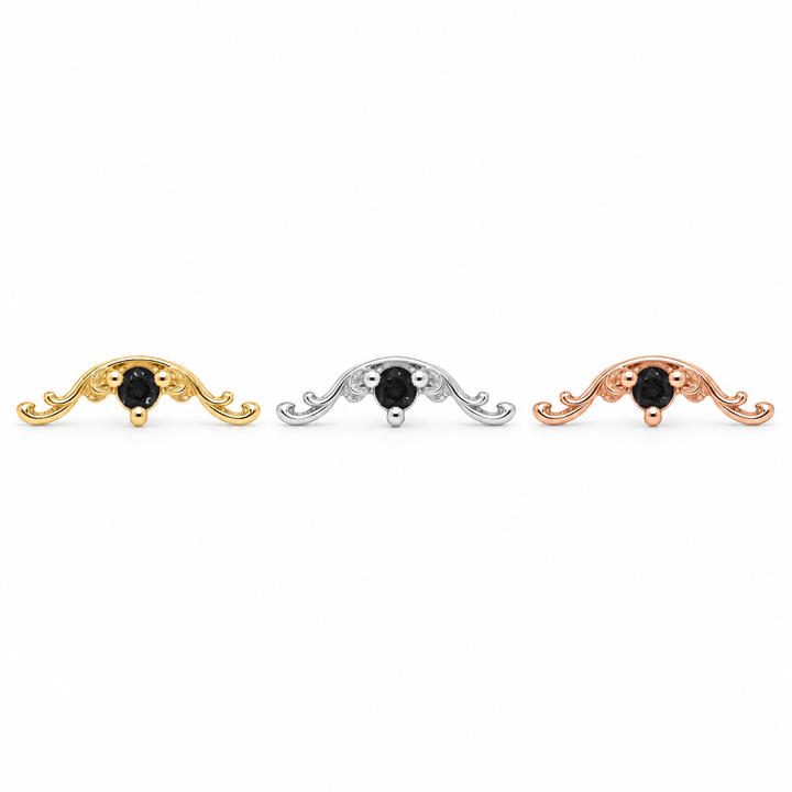 AuAdore Bishop Black Diamond in yellow, white and rose gold using the exact approved Bishop master, spaced horizontally