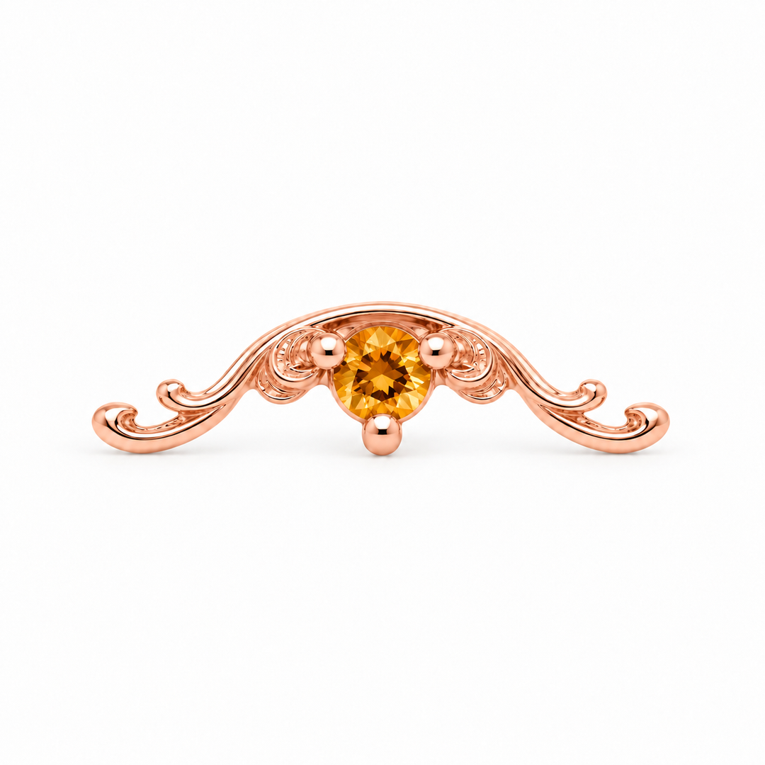 AuAdore Bishop Citrine threadless end in 14k rose gold, exact approved Bishop master geometry with 2mm citrine
