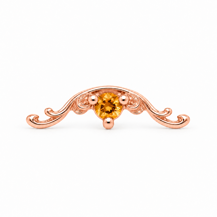 AuAdore Bishop Citrine threadless end in 14k rose gold, exact approved Bishop master geometry with 2mm citrine