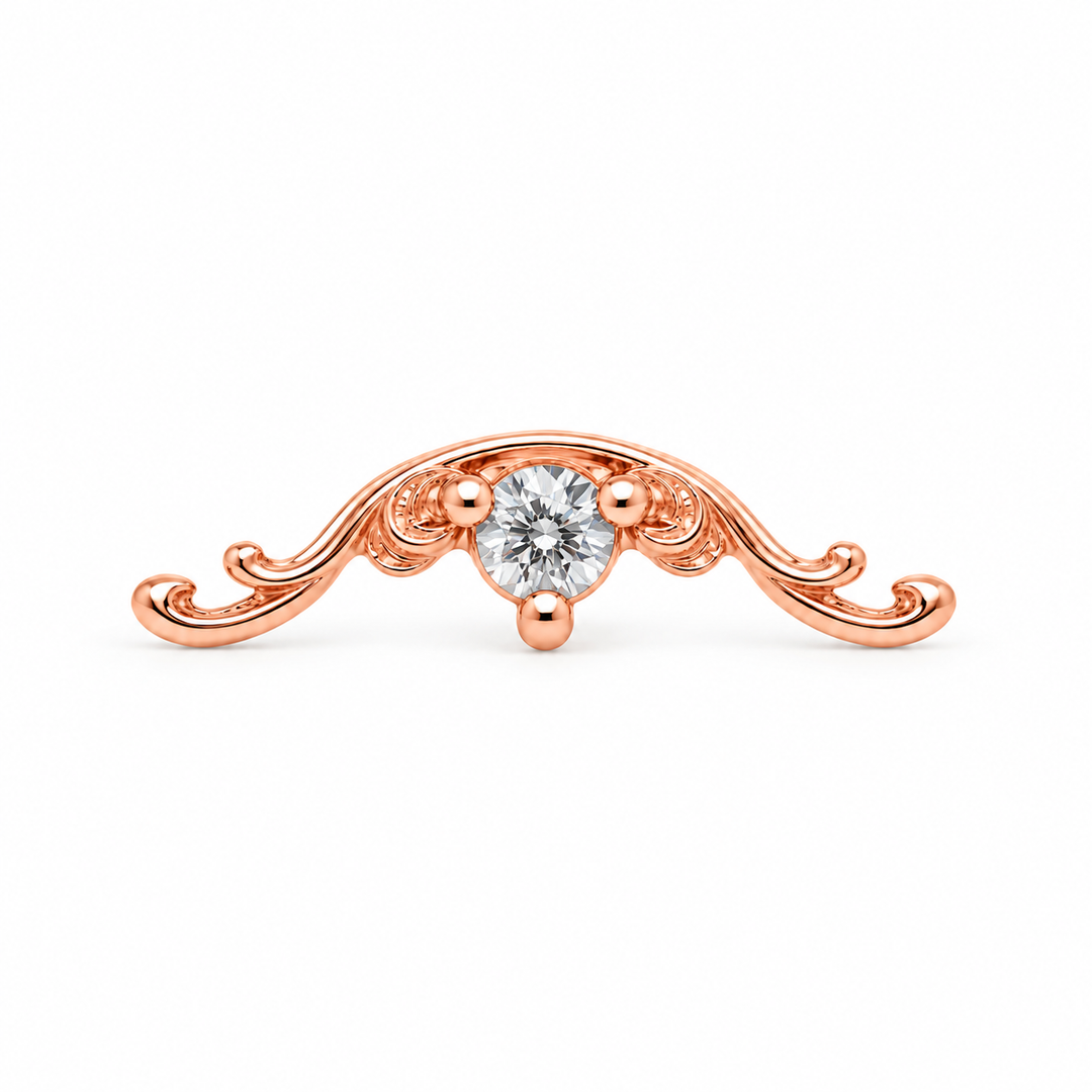 AuAdore Bishop CZ threadless end in 14k rose gold, 10mm x 3mm with 2mm round CZ