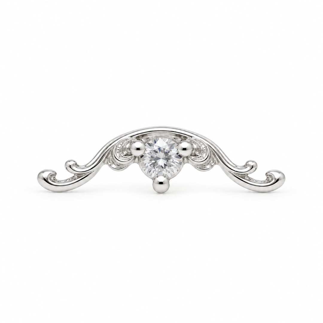 AuAdore Bishop CZ threadless end in 14k white gold, 10mm x 3mm with 2mm round CZ