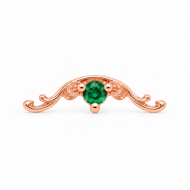 AuAdore Bishop Lab Emerald threadless end in 14k rose gold, exact approved Bishop master geometry with 2mm lab emerald