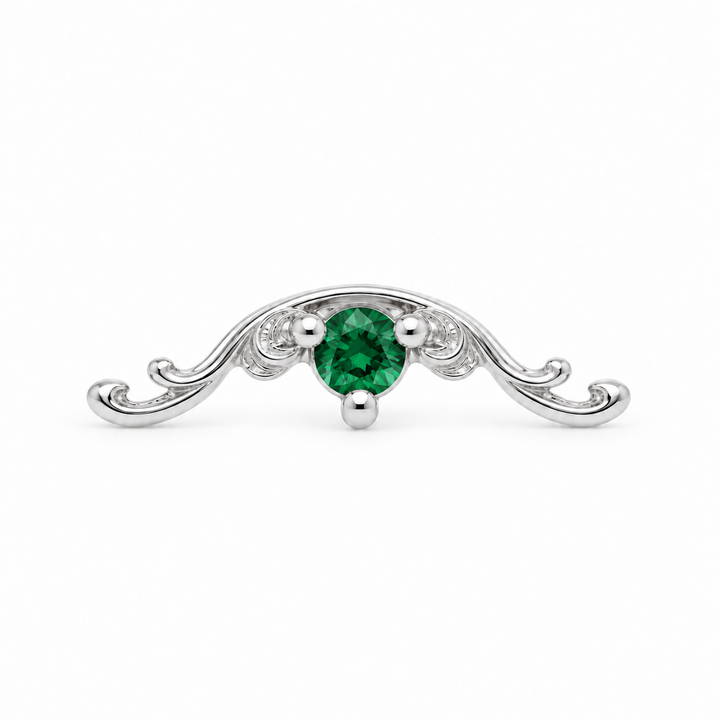 AuAdore Bishop Lab Emerald threadless end in 14k white gold, exact approved Bishop master geometry with 2mm lab emerald