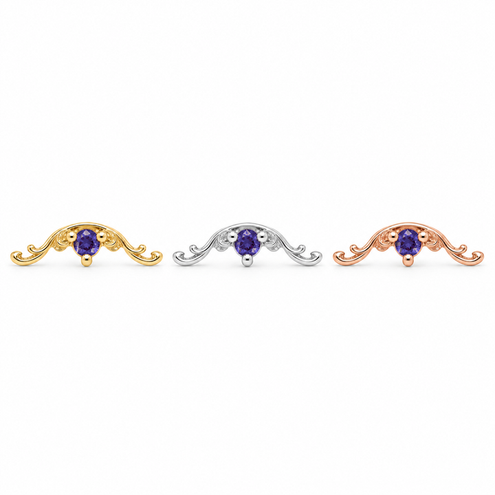 AuAdore Bishop Tanzanite threadless ends in yellow, white and rose gold using the exact approved Bishop master