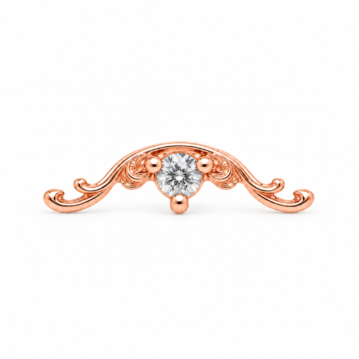 AuAdore Bishop Lab White Sapphire end in 14k rose gold, 10mm x 3mm with 2mm round lab white sapphire