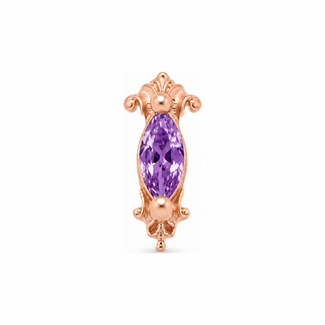 AuAdore Empress Amethyst threadless end in 14k rose gold