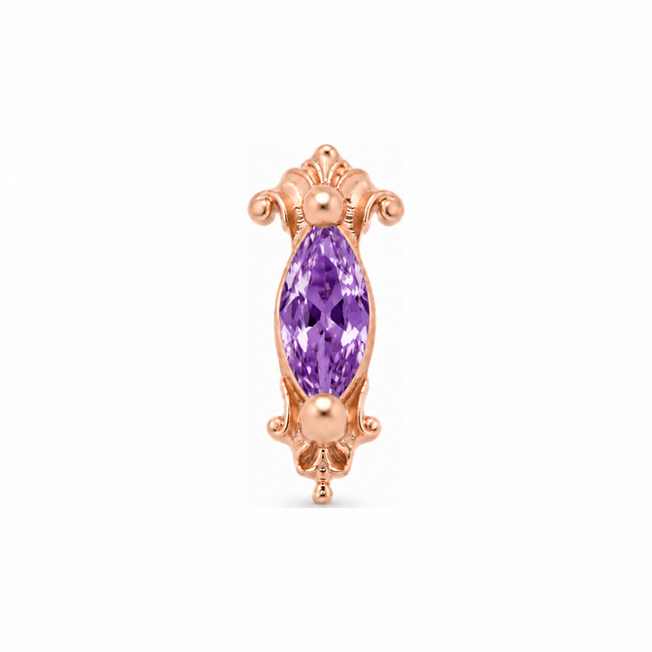 AuAdore Empress Amethyst threadless end in 14k rose gold