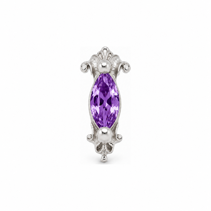 AuAdore Empress Amethyst threadless end in 14k white gold