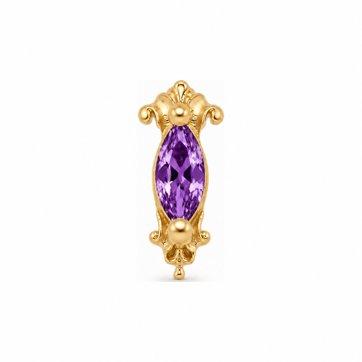 AuAdore Empress Amethyst threadless end in 14k yellow gold