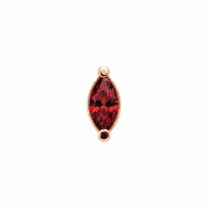AuAdore Garnet Single Marquise threadless end in 14k rose gold