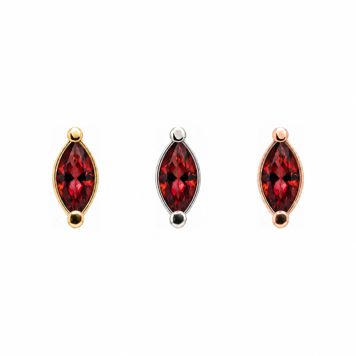 AuAdore Garnet Single Marquise threadless end in yellow, white and rose gold