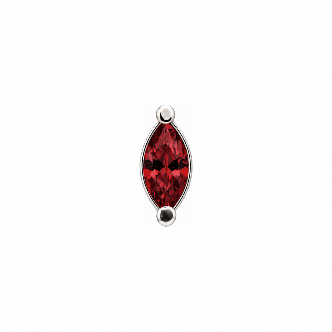 AuAdore Garnet Single Marquise threadless end in 14k white gold