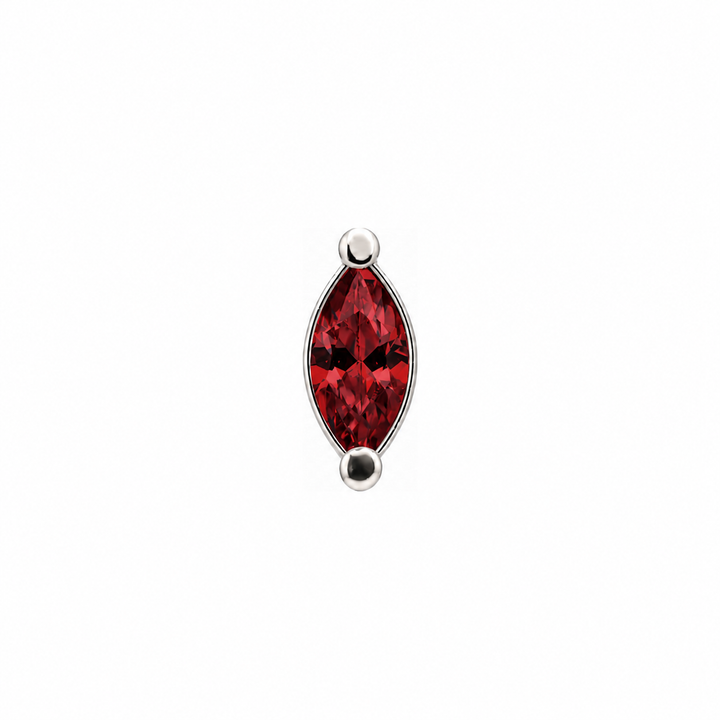 AuAdore Garnet Single Marquise threadless end in 14k white gold