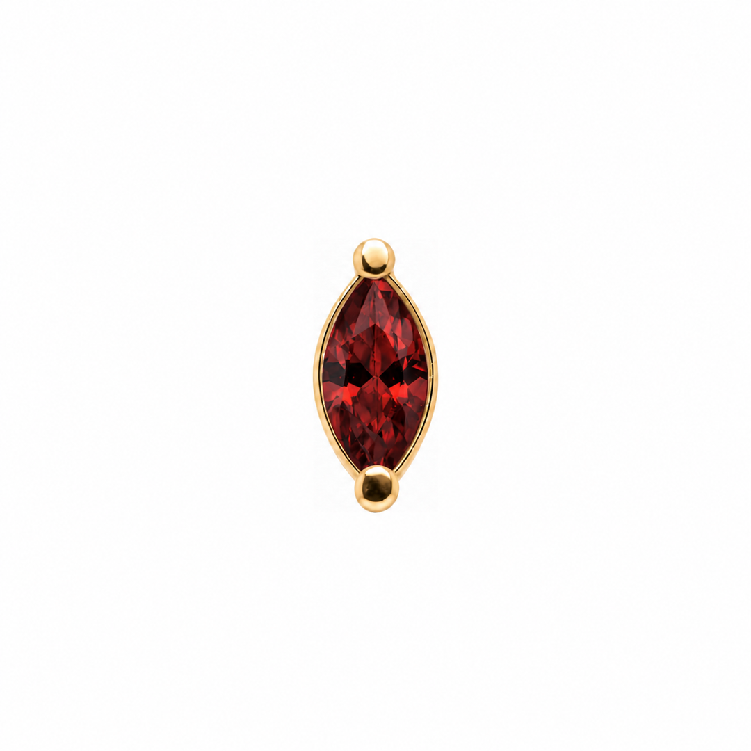 AuAdore Garnet Single Marquise threadless end in 14k yellow gold