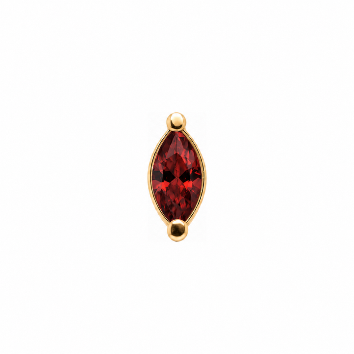 AuAdore Garnet Single Marquise threadless end in 14k yellow gold