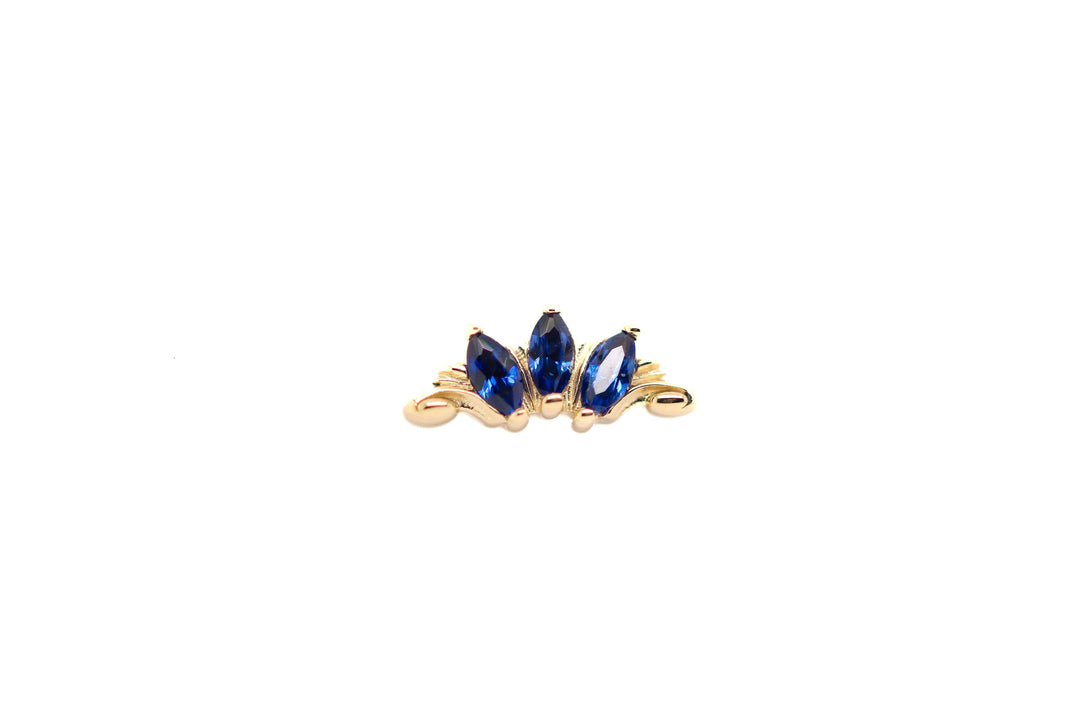 Grandeur Lab Blue Sapphire End 14k — AuAdore 14k gold body jewelry